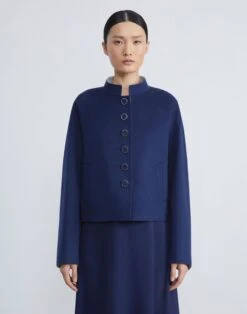 Wool-Cashmere Double Face Cropped Jacket 9 Wool-Cashmere Double Face Cropped Jacket -Chic Daily Fashion mq789v 5423 midnight blue cloud