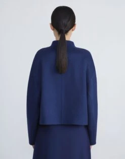 Wool-Cashmere Double Face Cropped Jacket 8 Wool-Cashmere Double Face Cropped Jacket -Chic Daily Fashion mq789v 5423 midnight blue cloud back