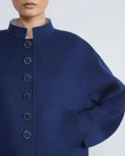 Wool-Cashmere Double Face Cropped Jacket 7 Wool-Cashmere Double Face Cropped Jacket -Chic Daily Fashion mq789v 5423 midnight blue cloud detail