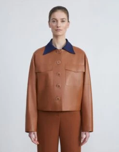 Nappa Leather Quilted Jacket -Chic Daily Fashion mq823r l485 copper