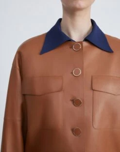 Nappa Leather Quilted Jacket -Chic Daily Fashion mq823r l485 copper detail