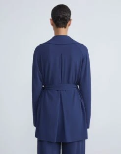 Matte Jersey Belted Field Jacket -Chic Daily Fashion mq832r j868 midnight blue back