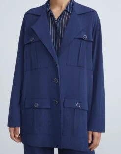 Matte Jersey Belted Field Jacket -Chic Daily Fashion mq832r j868 midnight blue detail
