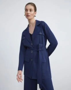 Matte Jersey Belted Field Jacket -Chic Daily Fashion mq832r j868 midnight blue elevated