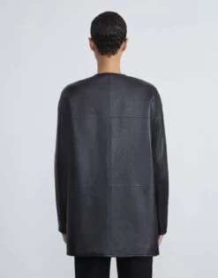 Nappa Leather Quilted Coat -Chic Daily Fashion mq834r l485 black back