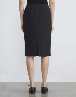 Wool-Silk Crepe Pencil Skirt 8 Wool-Silk Crepe Pencil Skirt -Chic Daily Fashion msj81r 1u35 black back