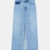 L148 Denim Two-Tone Front Slit Long Skirt