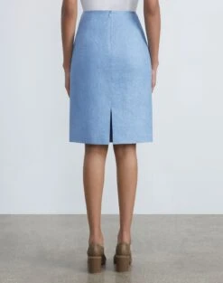 Linen Twill Mélange Pencil Skirt 9 Linen Twill Mélange Pencil Skirt -Chic Daily Fashion msp15r 1x35 coastal blue melange back