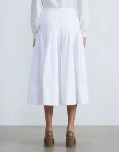 Organic Cotton Poplin Pleated Skirt -Chic Daily Fashion msp18h 1r48 white back
