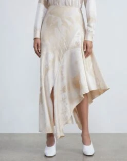 Postcards Jacquard Silk Asymmetric Skirt 8 Postcards Jacquard Silk Asymmetric Skirt -Chic Daily Fashion msp28r 1x96 buff multi