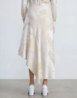 Postcards Jacquard Silk Asymmetric Skirt 9 Postcards Jacquard Silk Asymmetric Skirt -Chic Daily Fashion msp28r 1x96 buff multi back