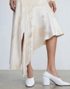 Postcards Jacquard Silk Asymmetric Skirt 10 Postcards Jacquard Silk Asymmetric Skirt -Chic Daily Fashion msp28r 1x96 buff multi detail