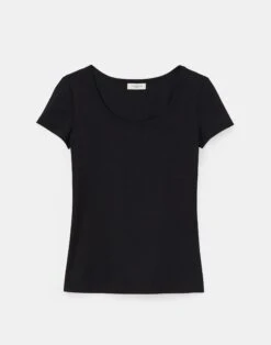 Cotton Rib Scoop Neck T-Shirt