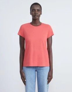 Cotton Jersey Modern Tee -Chic Daily Fashion mtab2r j807 vibrant coral