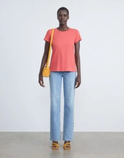 Cotton Jersey Modern Tee -Chic Daily Fashion mtab2r j807 vibrant coral full