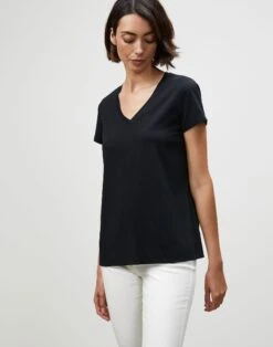 Cotton Jersey Modern V-Neck Tee -Chic Daily Fashion mtaf9r j807 black