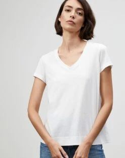 Cotton Jersey Modern V-Neck Tee -Chic Daily Fashion mtaf9r j807 white