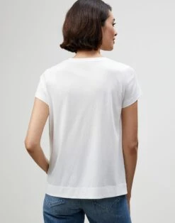 Cotton Jersey Modern V-Neck Tee -Chic Daily Fashion mtaf9r j807 white back