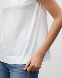 Cotton Jersey Modern V-Neck Tee -Chic Daily Fashion mtaf9r j807 white detail2