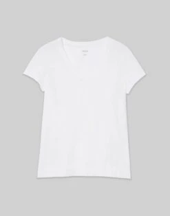 Cotton Jersey Modern V-Neck Tee -Chic Daily Fashion mtaf9r j807 white flat