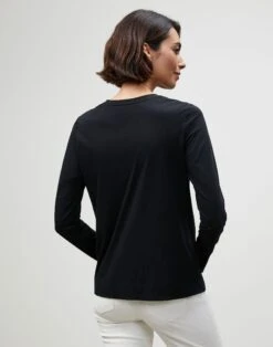 Cotton Jersey Modern Long Sleeve Tee -Chic Daily Fashion mtag9r j807 black back