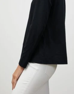 Cotton Jersey Modern Long Sleeve Tee -Chic Daily Fashion mtag9r j807 black detail2