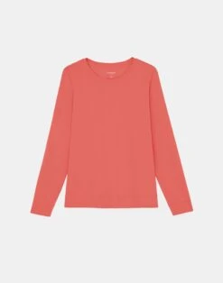 Cotton Jersey Modern Long Sleeve Tee -Chic Daily Fashion mtag9r j807 vibrant coral flat