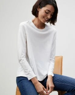 Cotton Jersey Modern Long Sleeve Tee -Chic Daily Fashion mtag9r j807 white