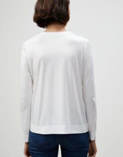 Cotton Jersey Modern Long Sleeve Tee -Chic Daily Fashion mtag9r j807 white back