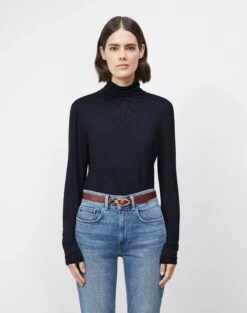 Nouveau Jersey Turtleneck -Chic Daily Fashion mtam1r j938 navy