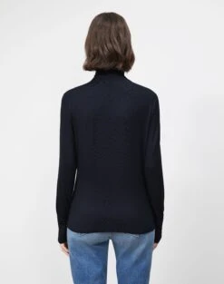 Nouveau Jersey Turtleneck -Chic Daily Fashion mtam1r j938 navy back