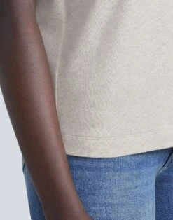 Linen-Cotton Jersey V-Neck Tee -Chic Daily Fashion mtap8r j965 taupe detail2