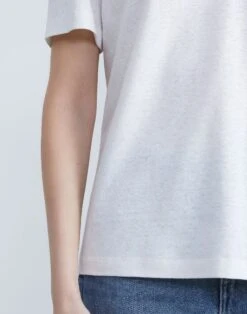 Linen-Cotton Jersey V-Neck Tee -Chic Daily Fashion mtap8r j965 white detail2