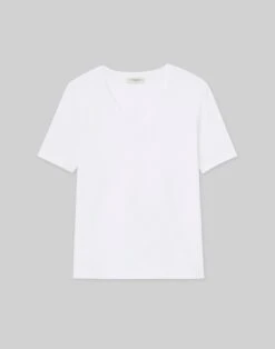 Linen-Cotton Jersey V-Neck Tee