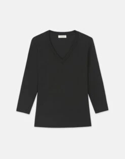 Cotton Rib V-Neck T-Shirt