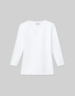 Cotton Rib V-Neck T-Shirt -Chic Daily Fashion mtc74r j548 white flat