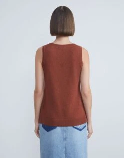 Cashmere Loose Stitch Tank -Chic Daily Fashion mwaz5r kc04 amber brown back