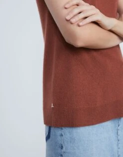 Cashmere Loose Stitch Tank -Chic Daily Fashion mwaz5r kc04 amber brown detail2