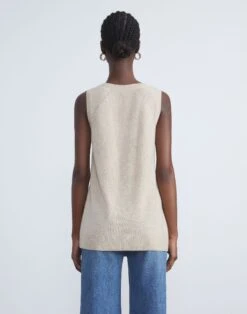 Cashmere Loose Stitch Tank -Chic Daily Fashion mwaz5r kc04 dune melange back