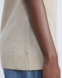 Cashmere Loose Stitch Tank -Chic Daily Fashion mwaz5r kc04 dune melange detail2