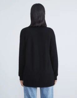 Cashmere Loose Stitch Button-Front Cardigan -Chic Daily Fashion mwaz7r kc04 black back