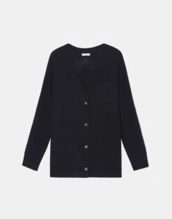 Cashmere Loose Stitch Button-Front Cardigan -Chic Daily Fashion mwaz7r kc04 black flat