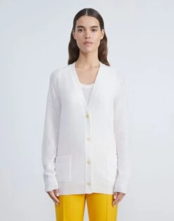 Cashmere Loose Stitch Button-Front Cardigan -Chic Daily Fashion mwaz7r kc04 cloud