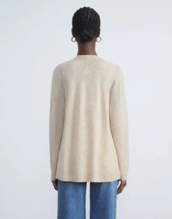 Cashmere Loose Stitch Button-Front Cardigan -Chic Daily Fashion mwaz7r kc04 dune melange back