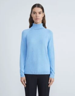 Matte Crepe Raglan Sleeve Turtleneck -Chic Daily Fashion mwbg6r kv15 cool blue