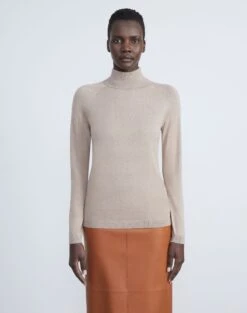 Matte Crepe Raglan Sleeve Turtleneck -Chic Daily Fashion mwbg6r kv15 taupe