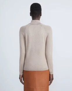 Matte Crepe Raglan Sleeve Turtleneck -Chic Daily Fashion mwbg6r kv15 taupe back