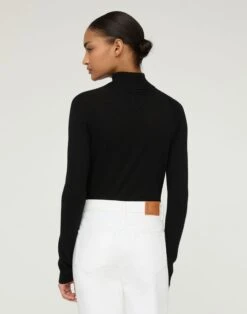 Matte Crepe Turtleneck Sweater -Chic Daily Fashion mwbg6r kv73 black back