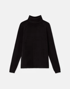 Matte Crepe Turtleneck Sweater -Chic Daily Fashion mwbg6r kv73 black flat