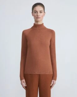 Matte Crepe Turtleneck Sweater -Chic Daily Fashion mwbg6r kv73 copper
